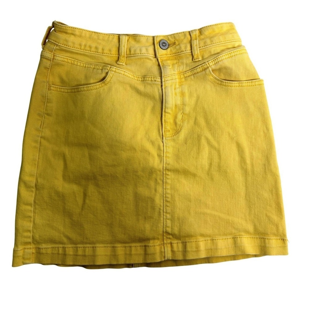 Hollister Skirt‎ Juniors 3 Yellow Denim Ultra High Rise Straight Mini Pockets
